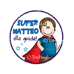 Adesivo “Super eroe alla guida” personalizzabile